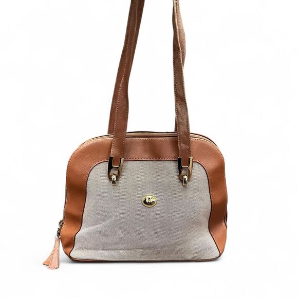 Focus Paris Tan & Canvas Structured Shoulder Bag - Picture 1 of 7
